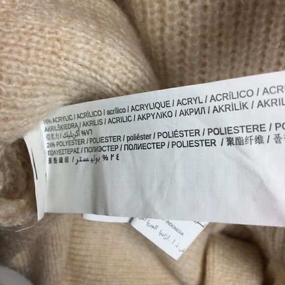 Mango Cream Shaker Knit Sweater, Crew Neck, Tie Waist, Size Small - Picture 10 of 10